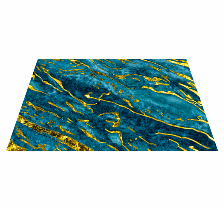 Banyo pvc halı mavi ve altın mermer efekti - TenStickers