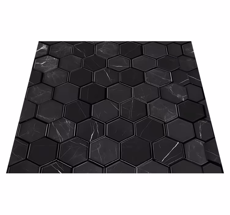 Banyo pvc halı altıgen siyah - TenStickers