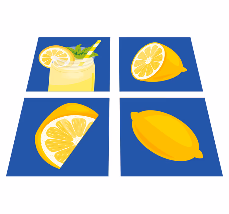 Mutfak pvc halı limon suyu desenli - TenStickers
