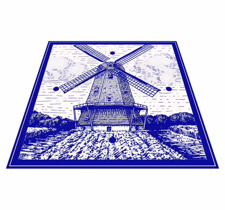 Mutfak pvc halı delft mavisi - TenStickers