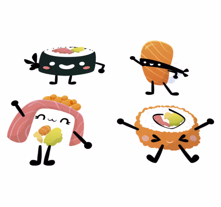 Mutfak pvc halı sevimli sushi desenli - TenStickers