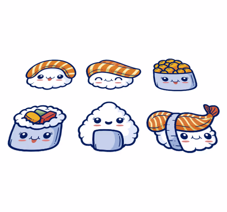 Mutfak pvc halı sevimli sushi - TenStickers