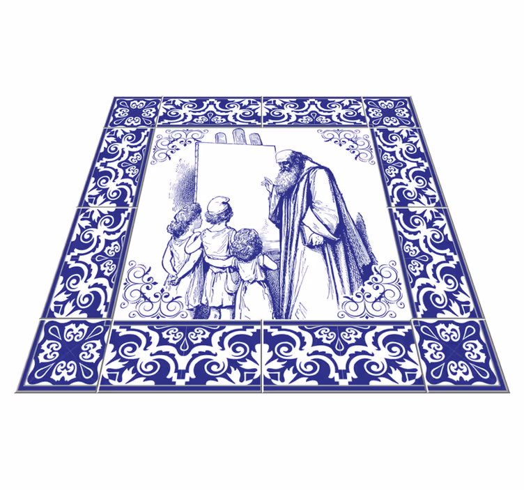 Mutfak pvc halı mavi delft Öğretmeni - TenStickers