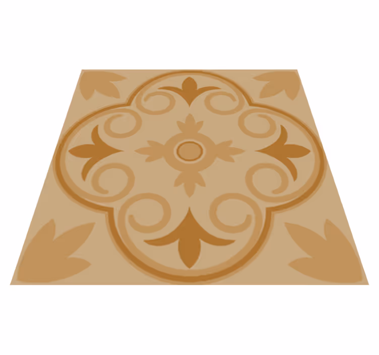 Mutfak pvc halı bej vintage Çiçek deseni - TenStickers