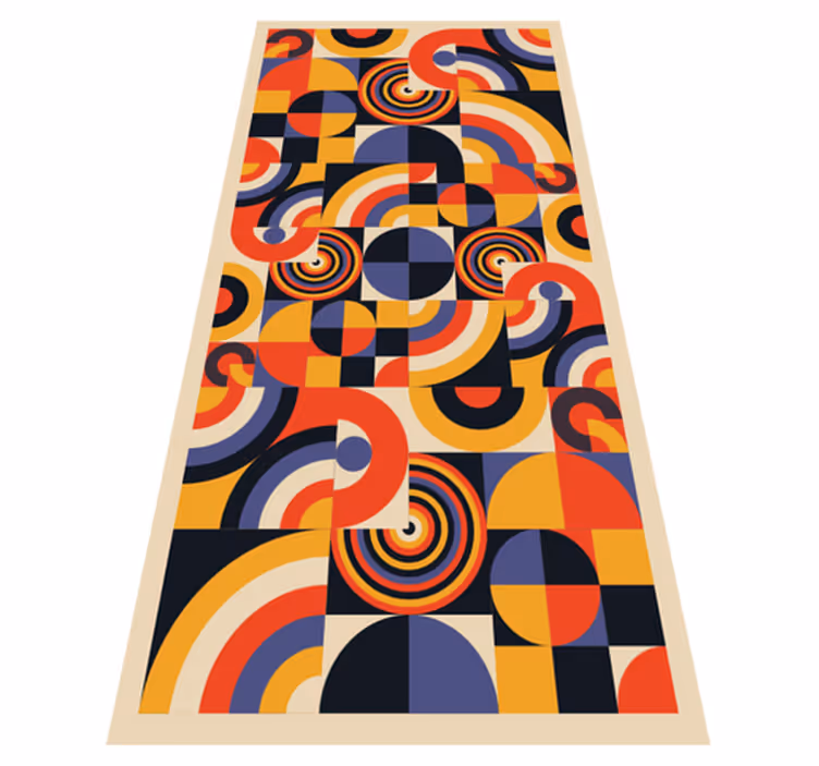 Mutfak pvc halı renkli bauhaus daireleri - TenStickers