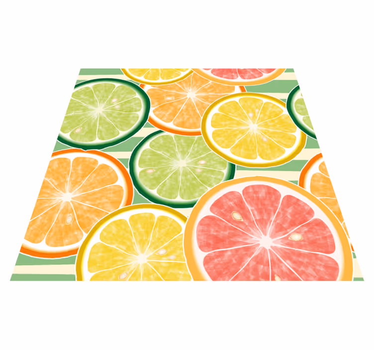 Mutfak pvc halı limon desenli seramik stickerlar - TenStickers