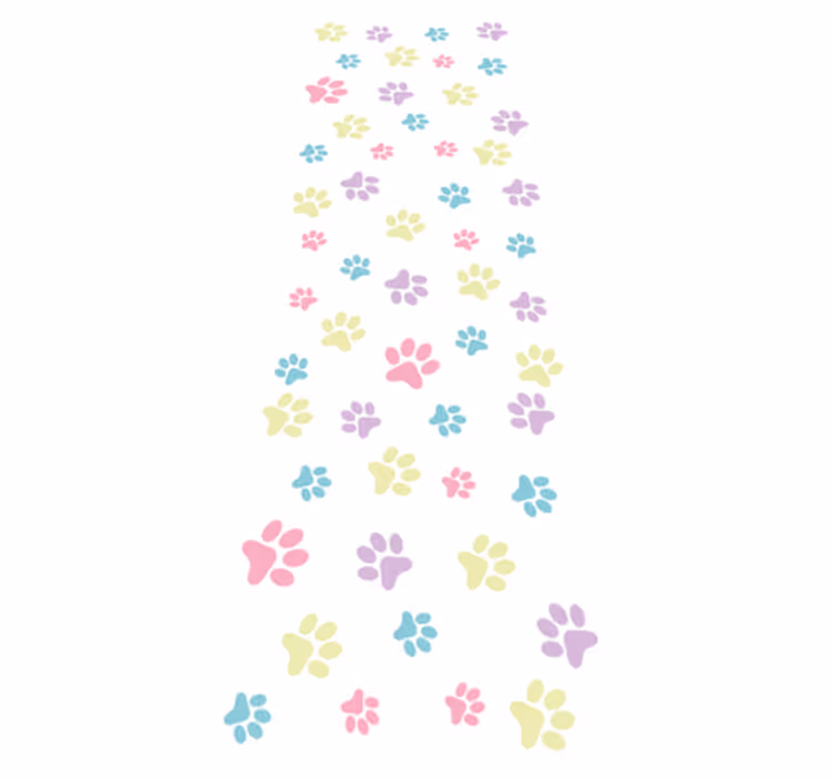 Yatak odası pvc halı renkli köpek patileri - TenStickers