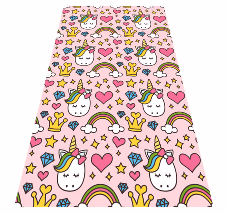 Yatak odası pvc halı sevimli gökkuşakları ve unicornlar - TenStickers