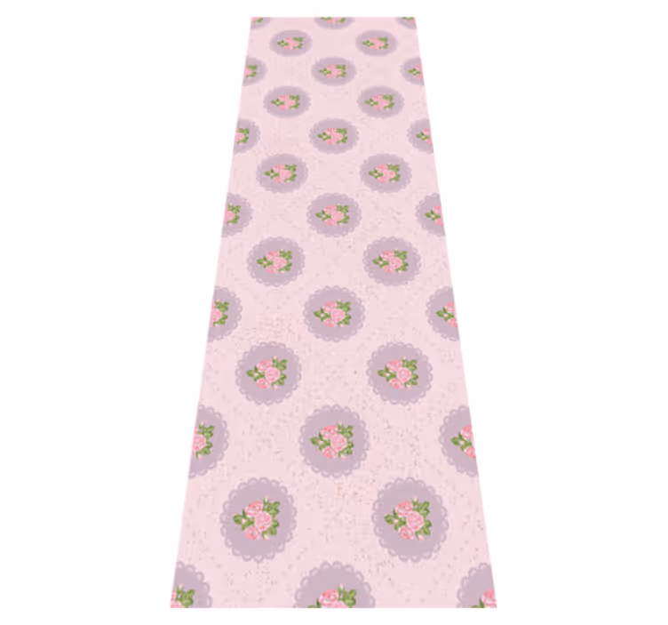 Yatak odası pvc halı shabby chic pembe kare desenli - TenStickers