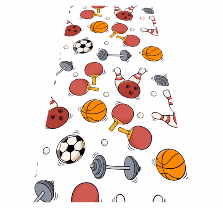 Yatak odası pvc halı spor ekipmanları karikatür stili - TenStickers