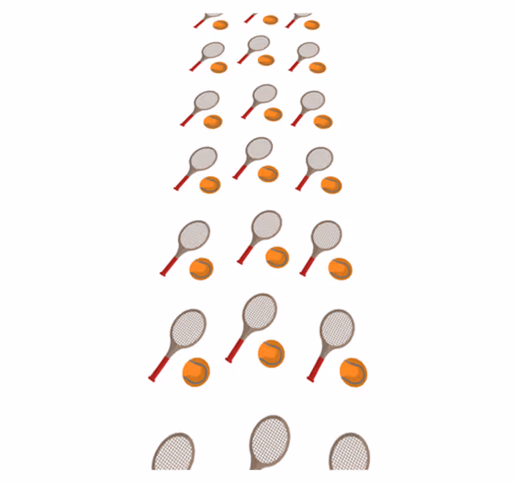 Yatak odası pvc halı turuncu tenis toplu raketler - TenStickers