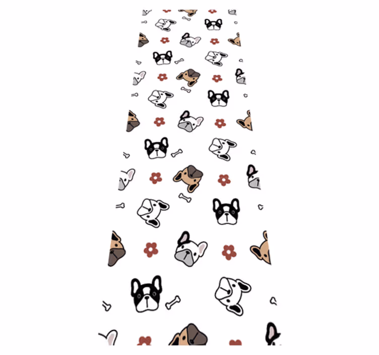 Yatak odası pvc halı çiçekler ve fransız bulldogları - TenStickers