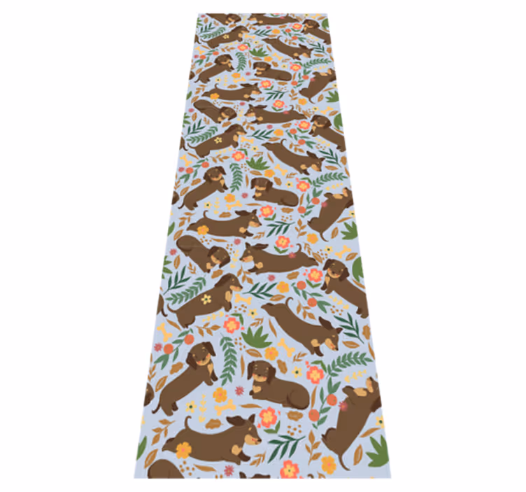 Yatak odası pvc halı - dachshund ve çiçek deseni - TenStickers