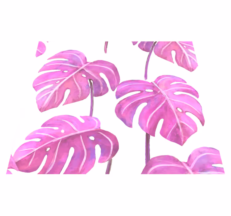 Doğa pvc halı pembe boya monstera - TenStickers