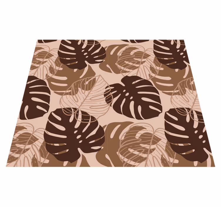 Doğa pvc halı kahverengi tonlu monstera deliciosa - TenStickers