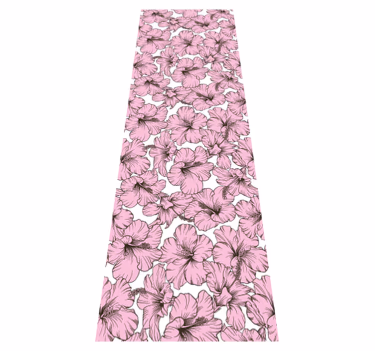 Doğa pvc halı pembe çiçek hibisküs deseni - TenStickers