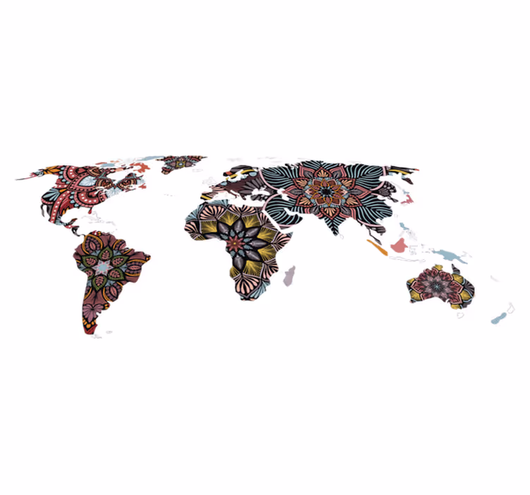 Dünya haritası pvc halı mandala dünya haritası - TenStickers