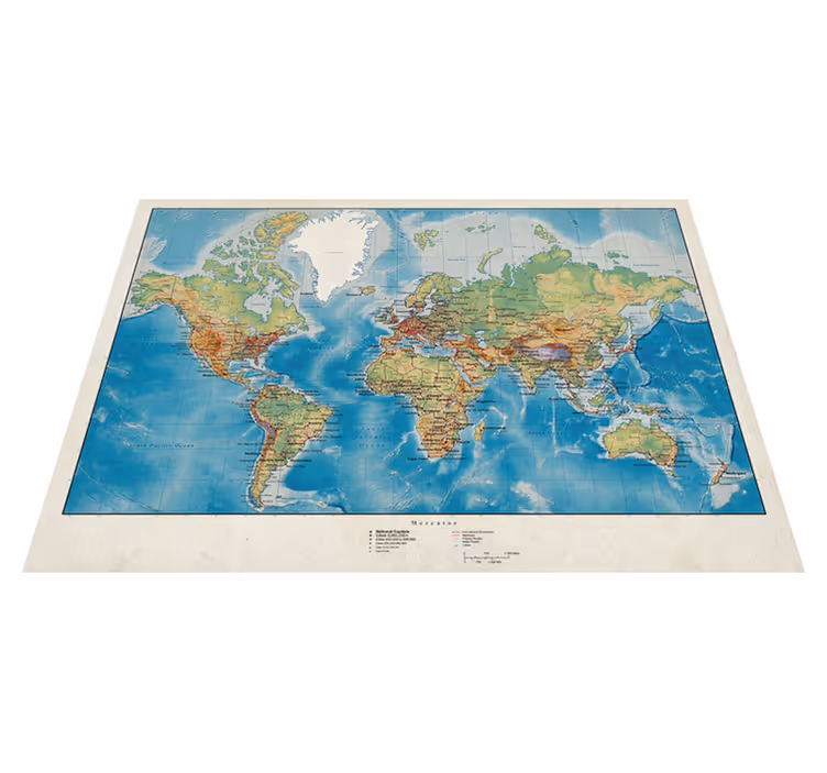 Dünya haritası pvc halı mercator - TenStickers