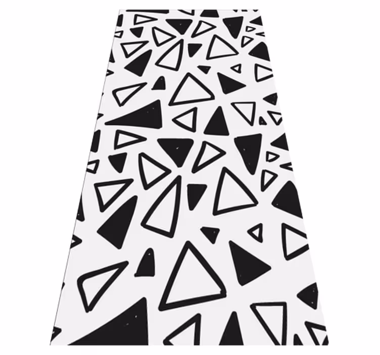Doku pvc halı geometrik minimal siyah beyaz üçgen - TenStickers