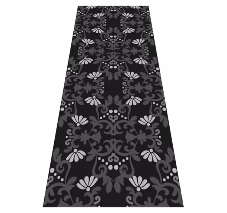 Vintage pvc halı siyah klasik damask tarzı - TenStickers