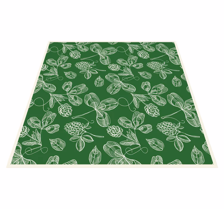 Vintage pvc halı yeşil magnolia dalı deseni - TenStickers