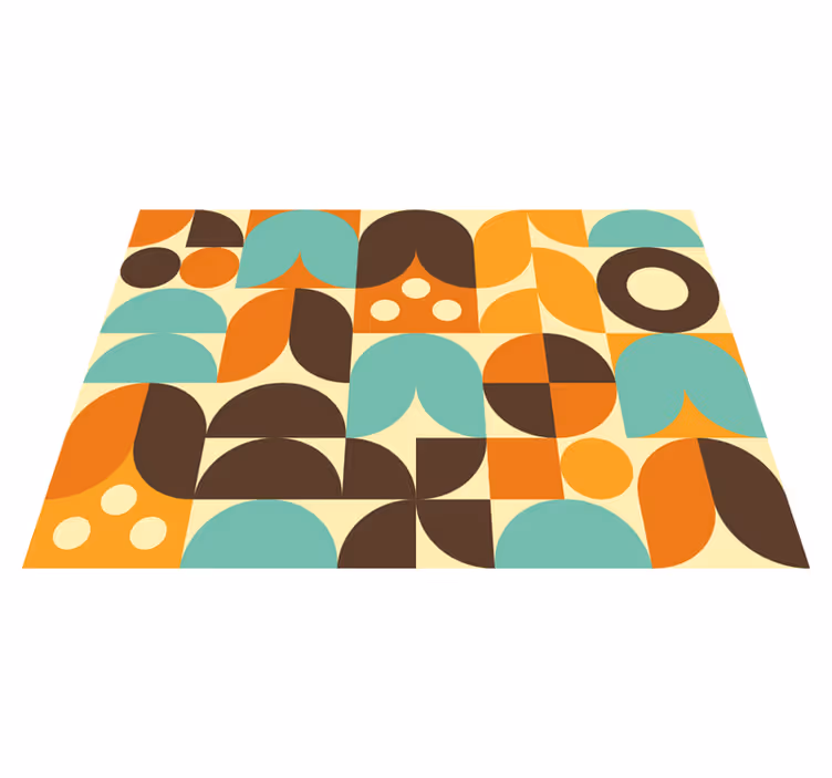 Vintage pvc halı geometrik 70'ler soyut formlar - TenStickers