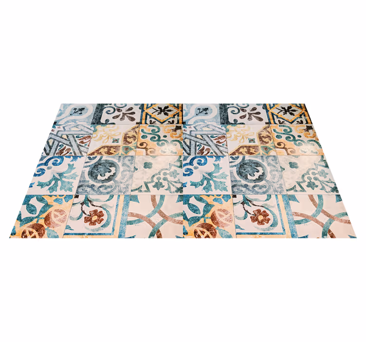 Vintage pvc halı - retro tarz mozaik desen - TenStickers