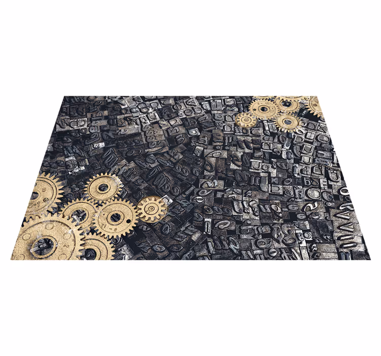 Vintage pvc halı 3d retro nostaljik metal dişli - TenStickers