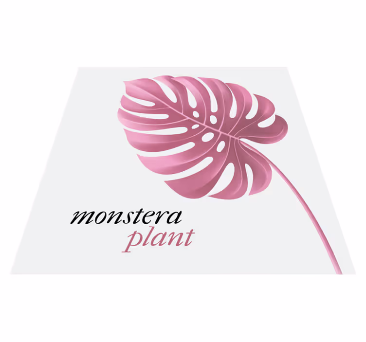 Pembe minimalist monstera tarzı cümleleri ile pvc halı - TenStickers