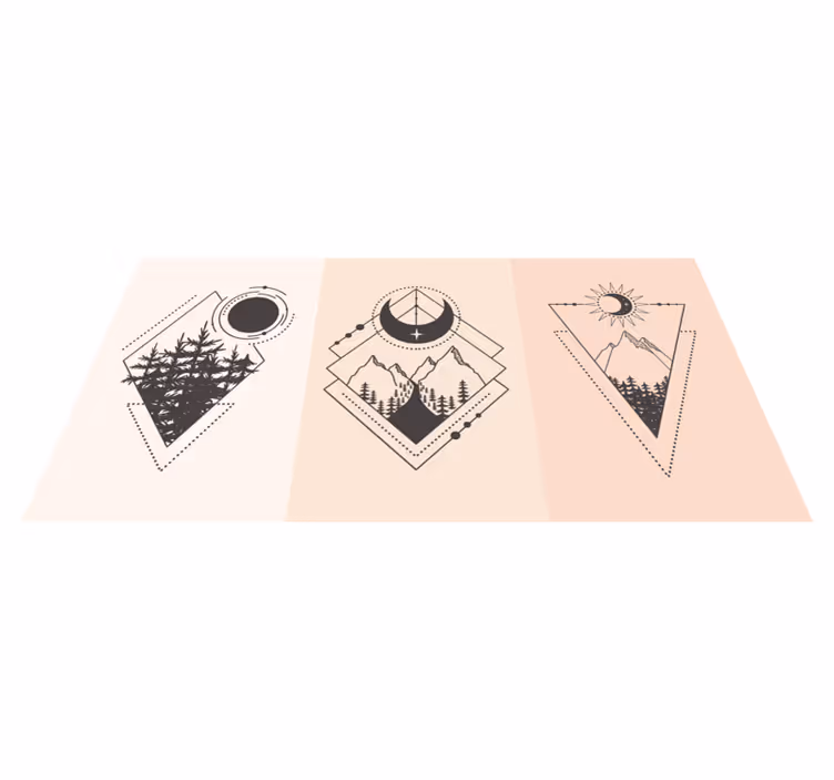 Geometrik pvc halı ağaç ve ay desenli - TenStickers
