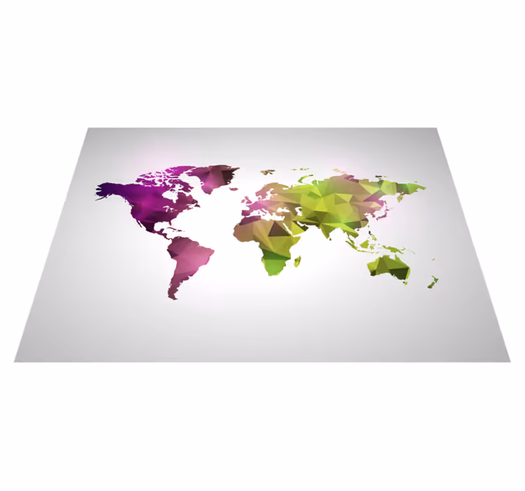 Geometrik pvc halı dünya haritası - TenStickers