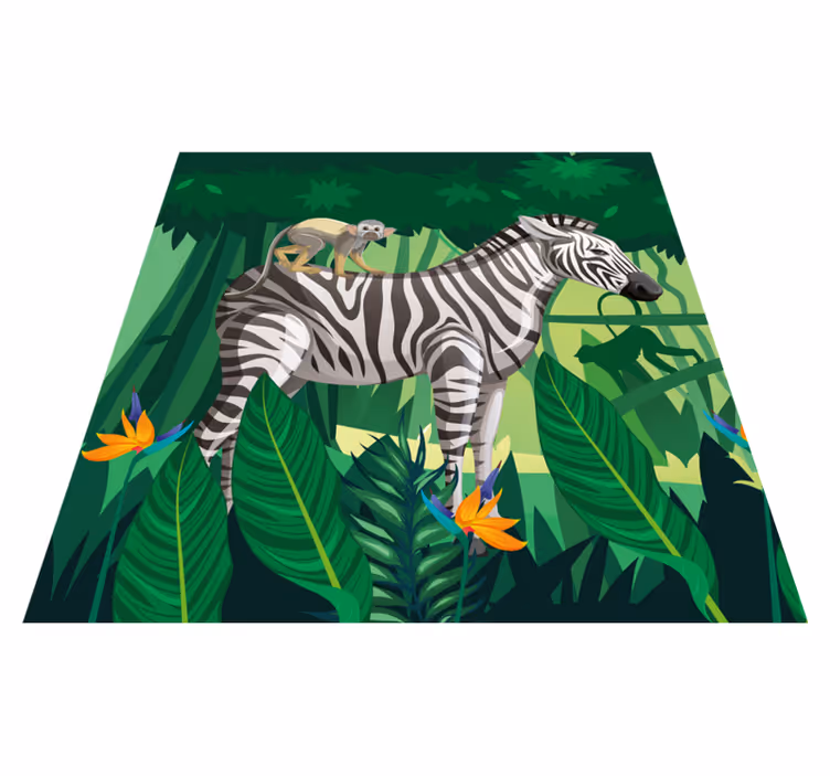Çocukta pvc halı zürafa zebra ve maymun seti 4 - TenStickers