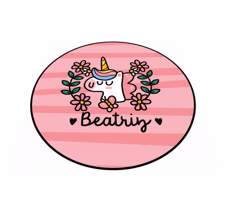 Çocukta pvc halı sevimli çiçekli tek boynuzlu at - TenStickers