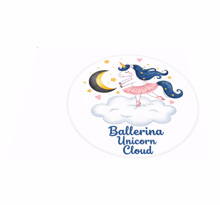 Çocukta pvc halı balerin tek boynuzlu at bulut üzerinde - TenStickers