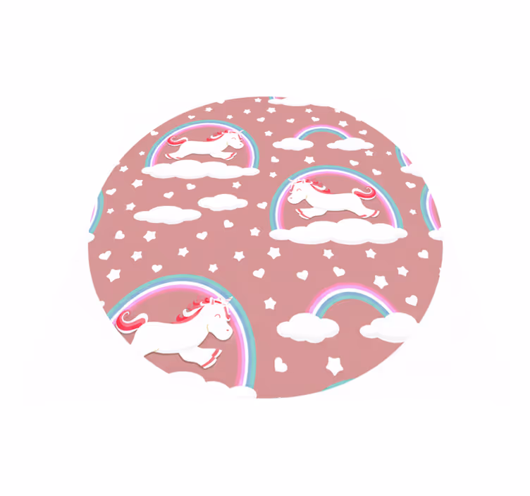 Çocukta pvc halı tek boynuzlu at ve gökkuşağı deseni - TenStickers