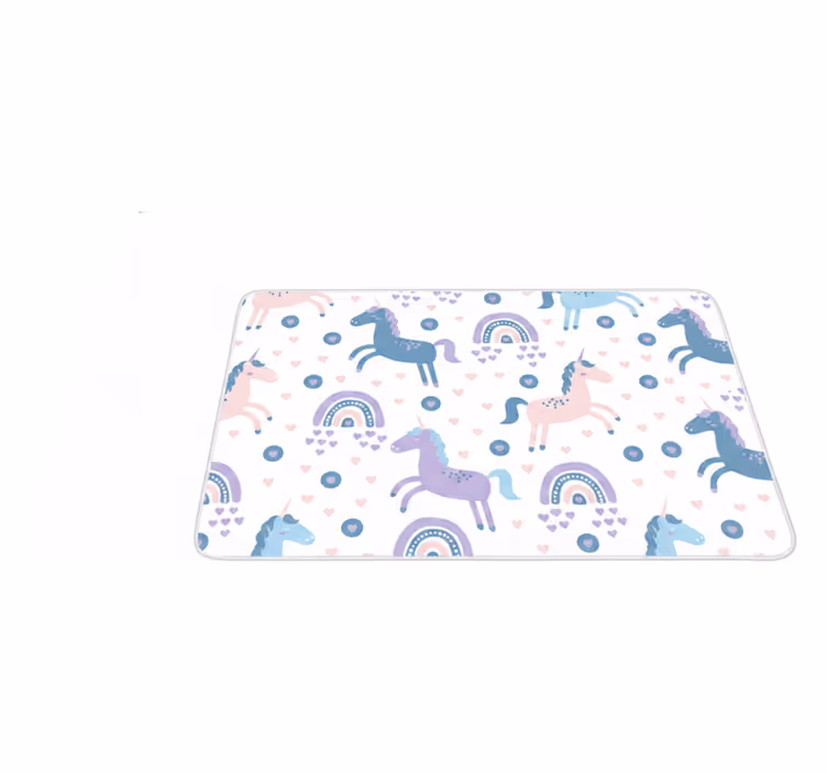 Çocukta pvc halı pastel renkli unicorn desenli - TenStickers