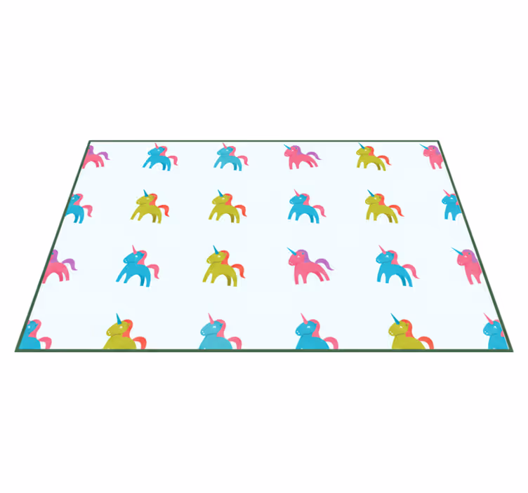 Çocukta pvc halı renkli unicornlar açık mavi zeminli - TenStickers