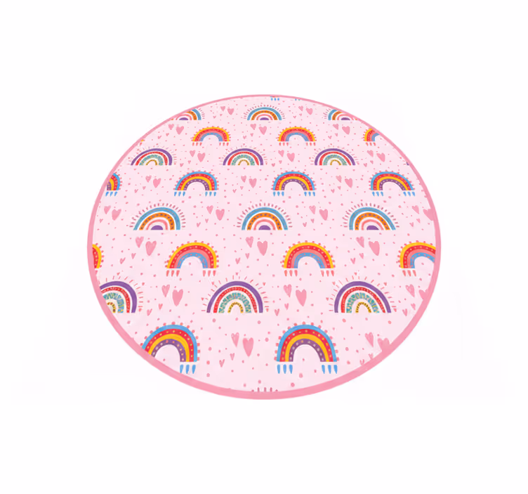 Çocukta pvc halı pembe noktalar ve renkli gökkuşakları - TenStickers