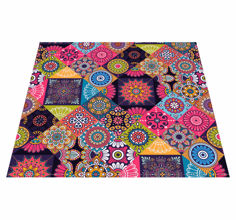 Oturma odası pvc halı koyu mandala karolar - TenStickers