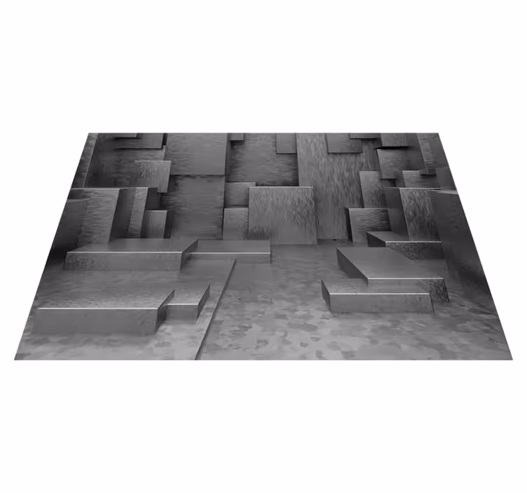 Gri pvc halı geometrik soyut bloklar - TenStickers