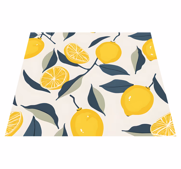 Sarı pvc halı - limon desenli - TenStickers