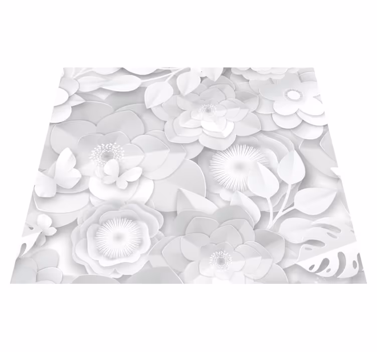 Beyaz pvc halı 3d beyaz çiçekler - TenStickers