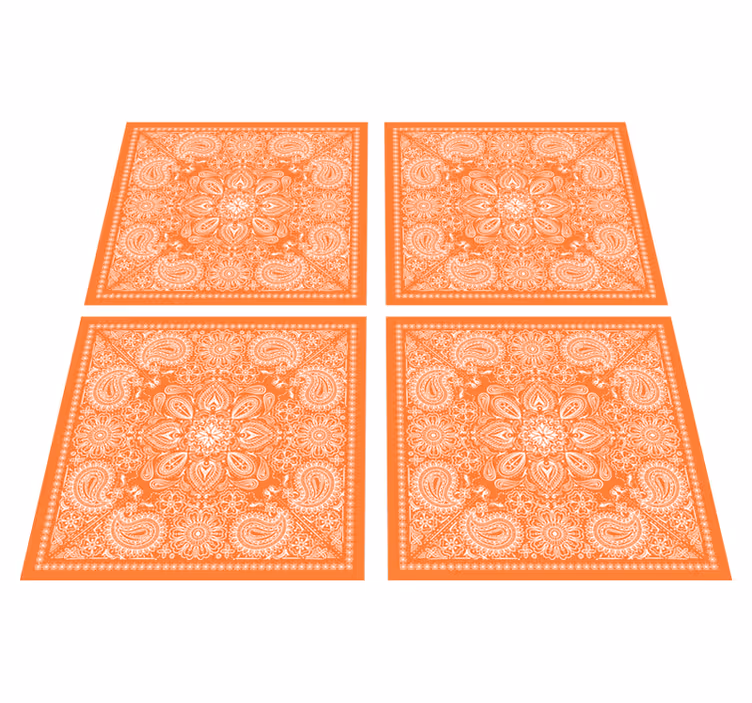 Turuncu pvc halı - paisley desenli - TenStickers