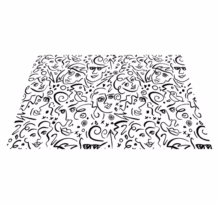 Siyah pvc halı - siyah beyaz grafiti sanatı - TenStickers