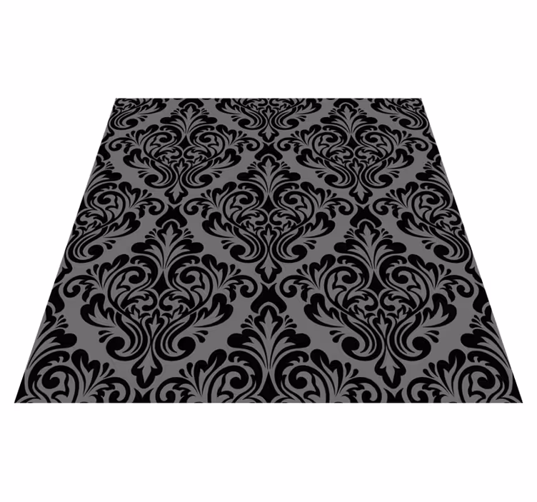 Siyah pvc halı vintage siyah damask - TenStickers