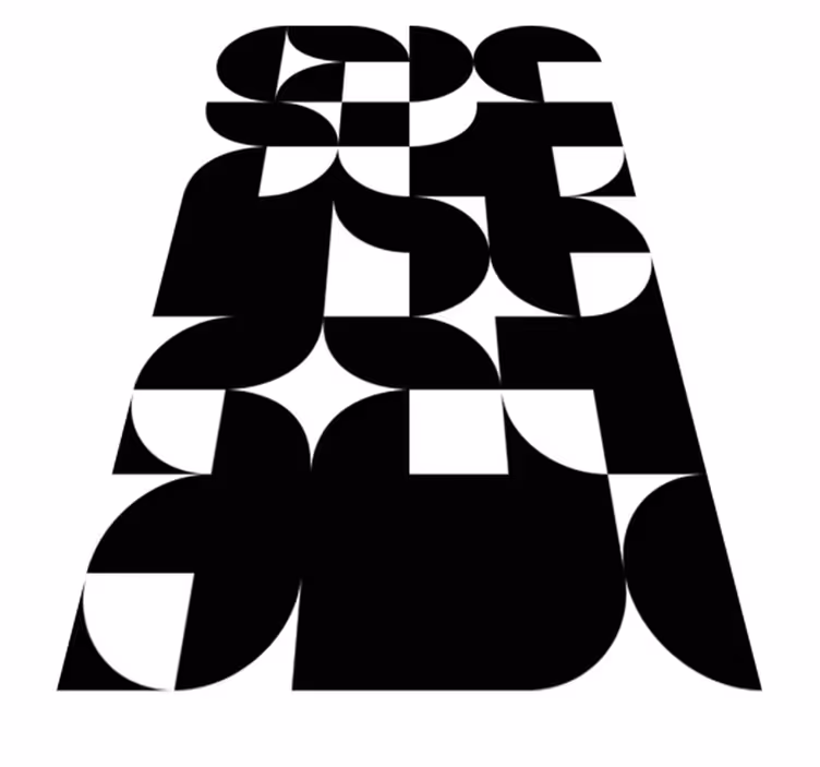 Siyah pvc halı siyah daire geometrik sanat deseni - TenStickers