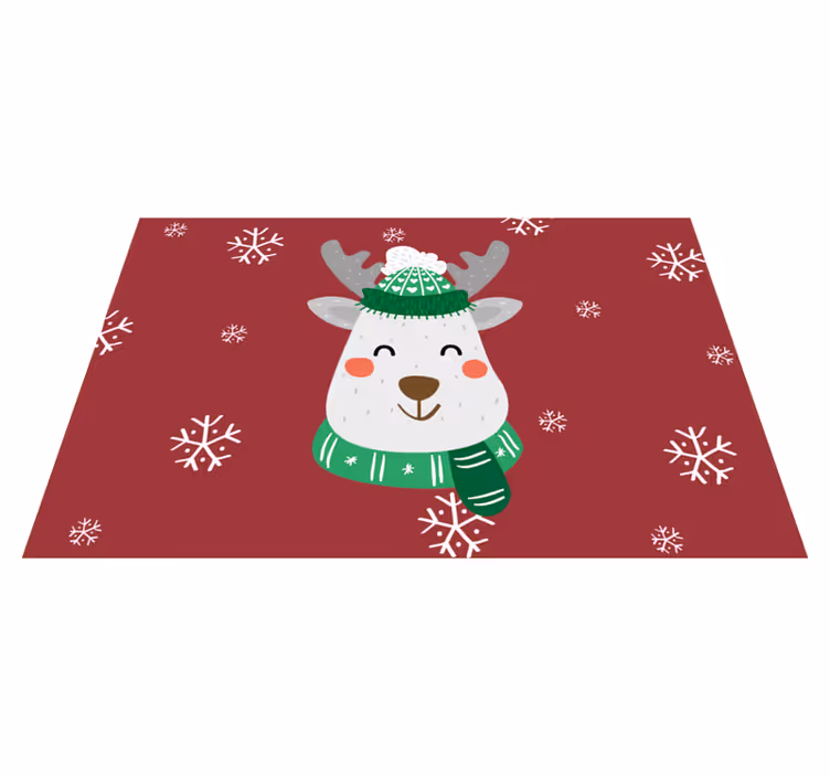 Kırmızı pvc halı çocuklar için noel ren geyiği - TenStickers