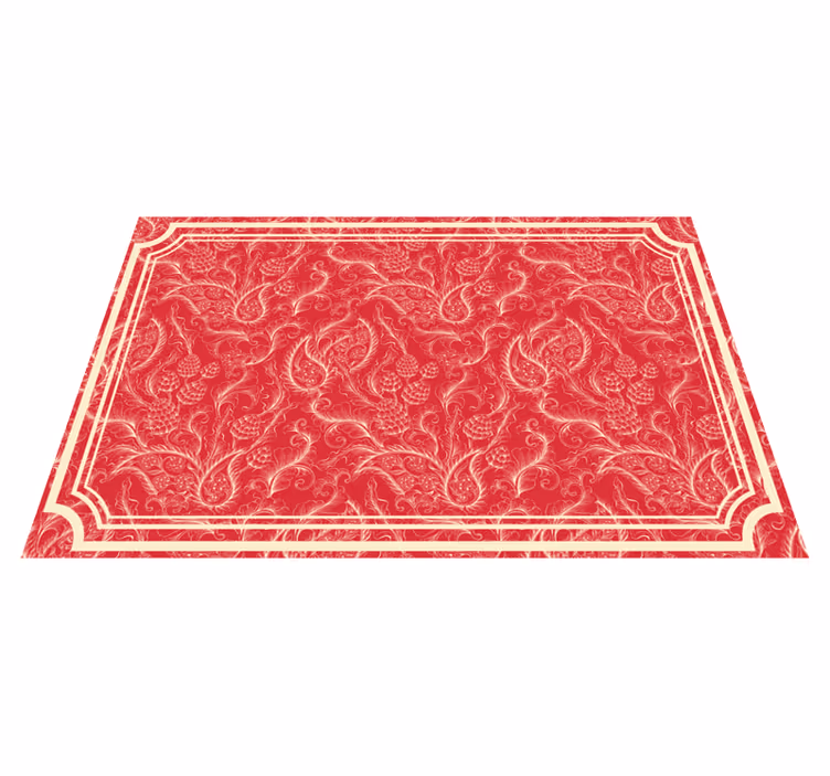 Kırmızı pvc halı - paisley deseni - TenStickers