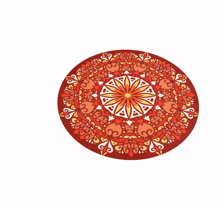 Kırmızı pvc halı lüks süslü renkli mandala - TenStickers