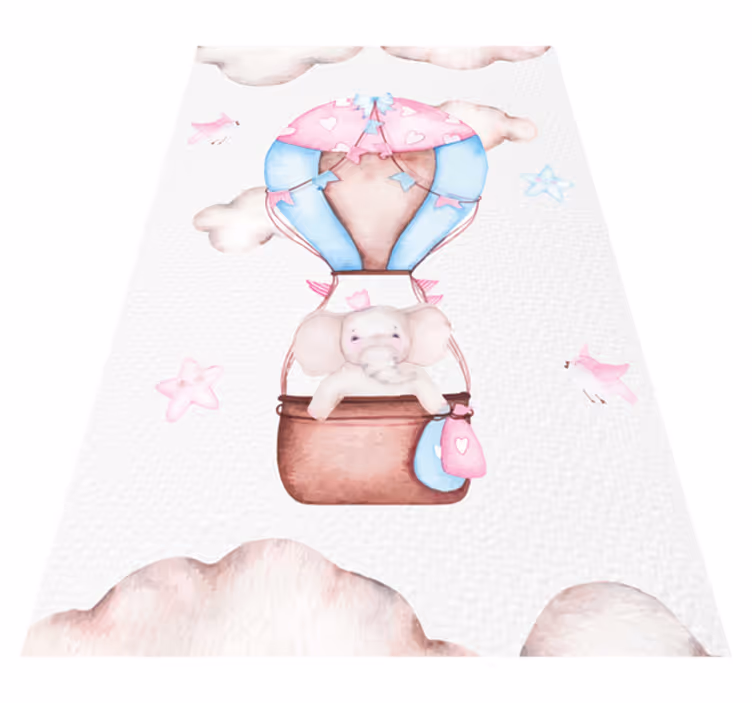 Pembe pvc halı sevimli sıcak hava balonu - TenStickers